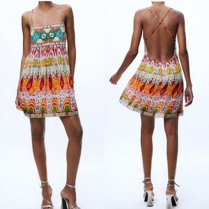 Zara~ Embroidered Mini Dress